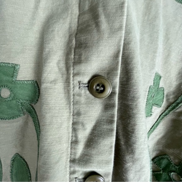 The Great Floral Applique Jacket Commodore Army Green Pockets Sz 1 boho - Picture 8 of 11